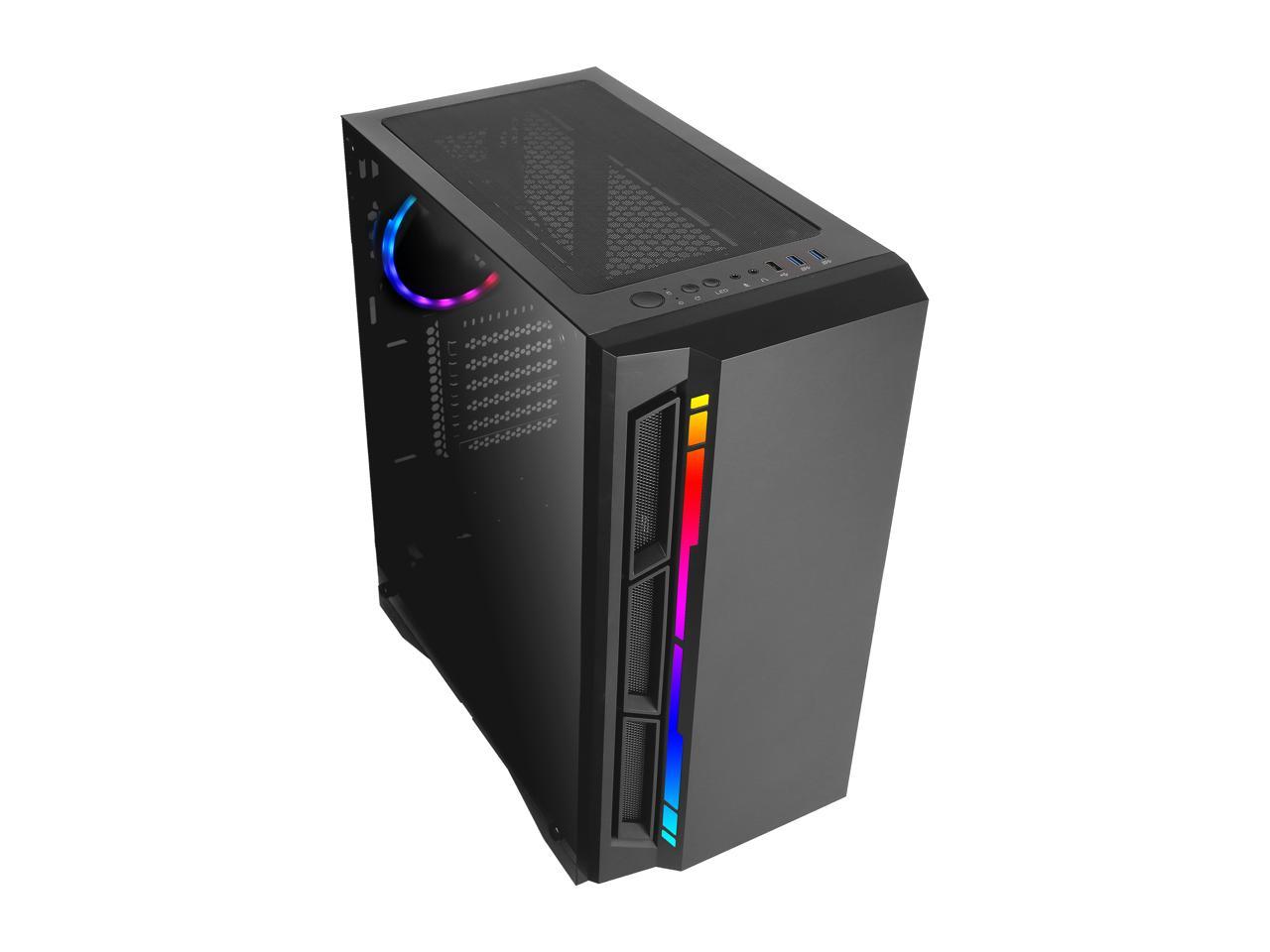 Antec NX Series NX400, Mid-Tower ATX Gaming Case, Tempered Glass Side Panel & LED Strip Front Panel, 360 mm Radiator Support, 1 x 120 mm ARGB Fan Included