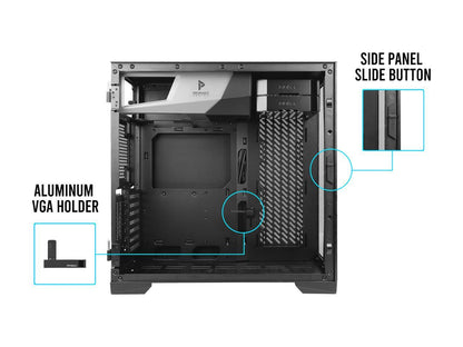 Antec Performance Series P120 Crystal E-ATX Mid-Tower Case, Tempered Glass Front & Side Panels, Slide Button Design, Ready for 2 x 360 mm Radiators Simultaneously, Aluminum VGA Holder Included