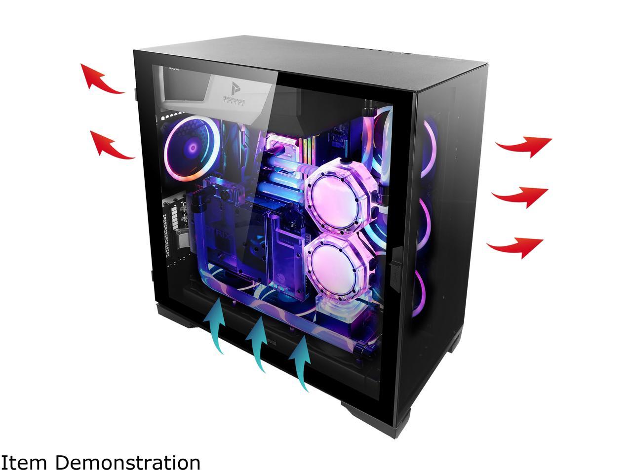 Antec Performance Series P120 Crystal E-ATX Mid-Tower Case, Tempered Glass Front & Side Panels, Slide Button Design, Ready for 2 x 360 mm Radiators Simultaneously, Aluminum VGA Holder Included