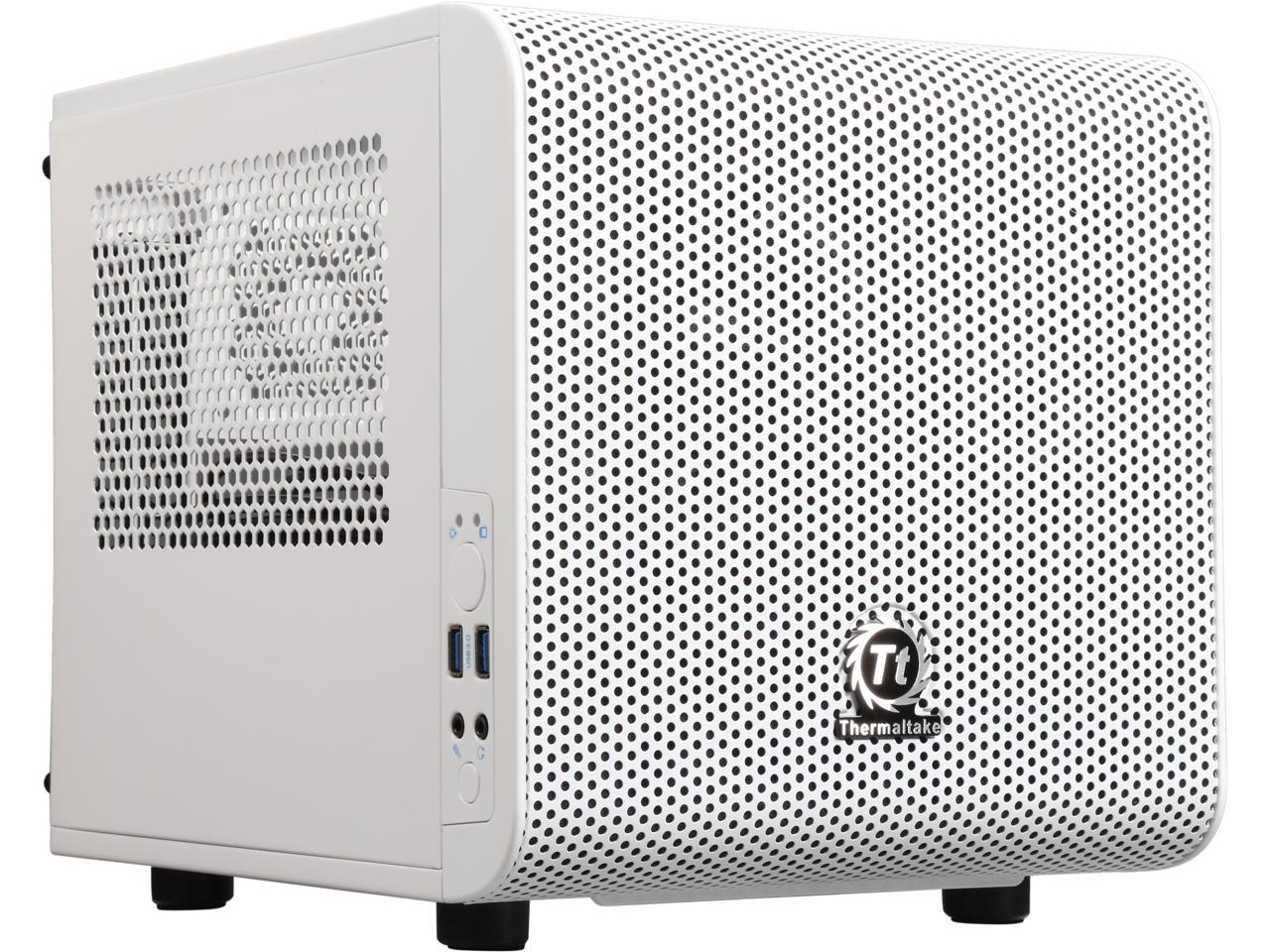 Thermaltake Core V1 Snow Edition Extreme Mini ITX Cube Chassis, Compatible with Air and Liquid Cooling Builds CA-1B8-00S6WN-01