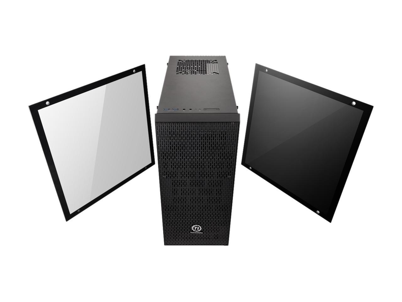 Thermaltake Core G21 Dual 4mm Tempered Two-Toned Glass Power Cover ATX Black Gaming Computer Case CA-1I4-00M1WN-00