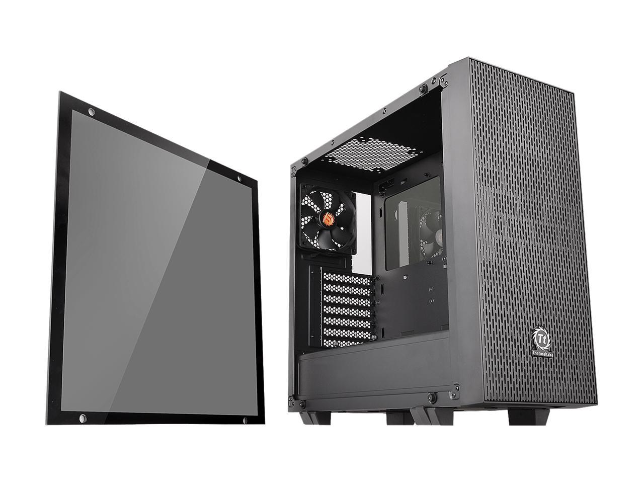 Thermaltake Core G21 Dual 4mm Tempered Two-Toned Glass Power Cover ATX Black Gaming Computer Case CA-1I4-00M1WN-00