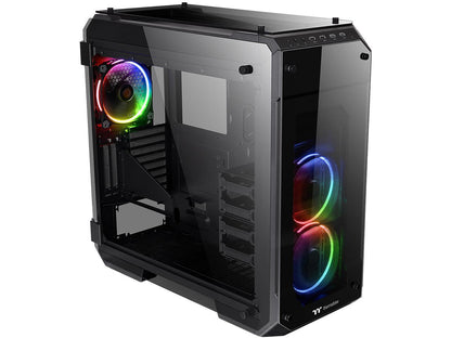 Thermaltake View 71 RGB 4-Sided Tempered Glass Vertical GPU Modular E-ATX Gaming Full Tower Computer Case with 3 RGB LED Riing Fan Pre-installed CA-1I7-00F1WN-01