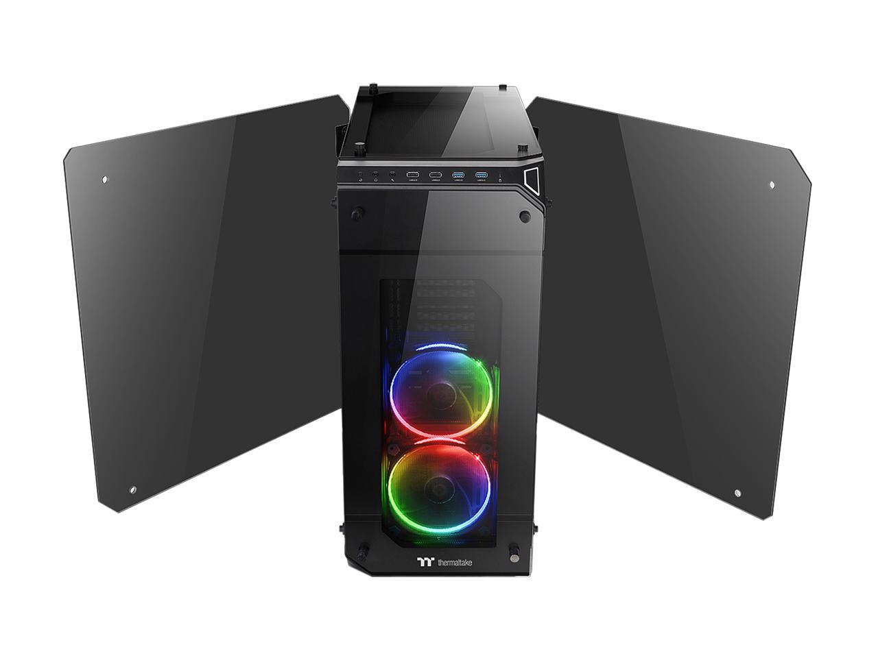 Thermaltake View 71 RGB 4-Sided Tempered Glass Vertical GPU Modular E-ATX Gaming Full Tower Computer Case with 3 RGB LED Riing Fan Pre-installed CA-1I7-00F1WN-01