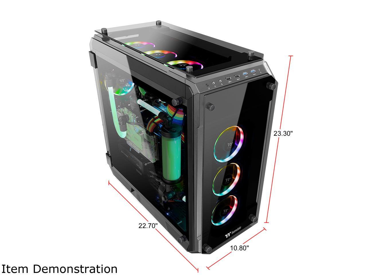 Thermaltake View 71 RGB 4-Sided Tempered Glass Vertical GPU Modular E-ATX Gaming Full Tower Computer Case with 3 RGB LED Riing Fan Pre-installed CA-1I7-00F1WN-01