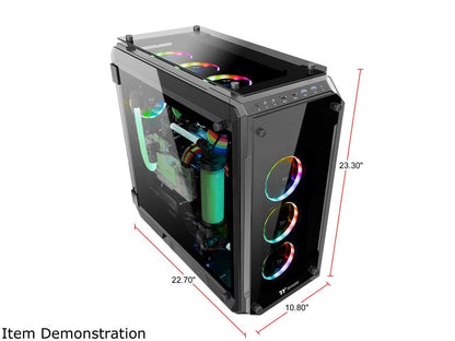 Thermaltake View 71 RGB 4-Sided Tempered Glass Vertical GPU Modular E-ATX Gaming Full Tower Computer Case with 3 RGB LED Riing Fan Pre-installed CA-1I7-00F1WN-01