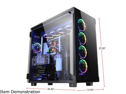 Thermaltake View 91 RGB PLUS Tempered Glass XL-ATX Vertical GPU Modular Black Gaming Super Tower Computer Case CA-1I9-00F1WN-00