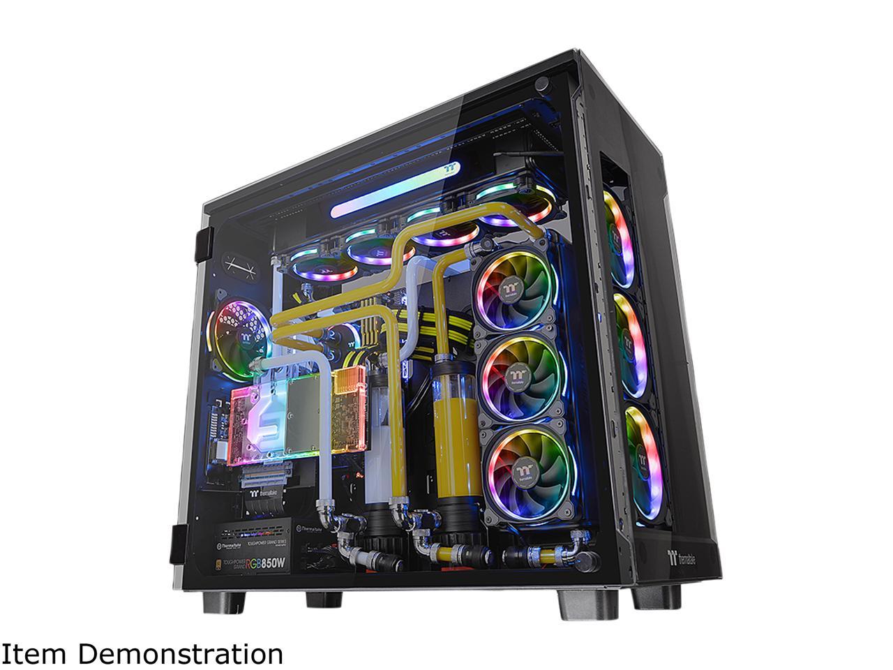 Thermaltake View 91 RGB PLUS Tempered Glass XL-ATX Vertical GPU Modular Black Gaming Super Tower Computer Case CA-1I9-00F1WN-00