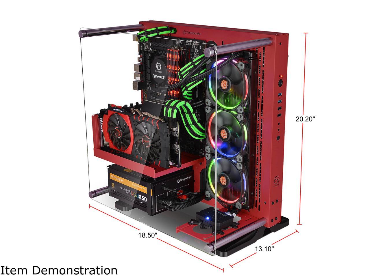 Thermaltake Core P3 TG Red ATX Open Frame Panoramic Viewing Tt LCS Certified Gaming Computer Case CA-1G4-00M3WN-03