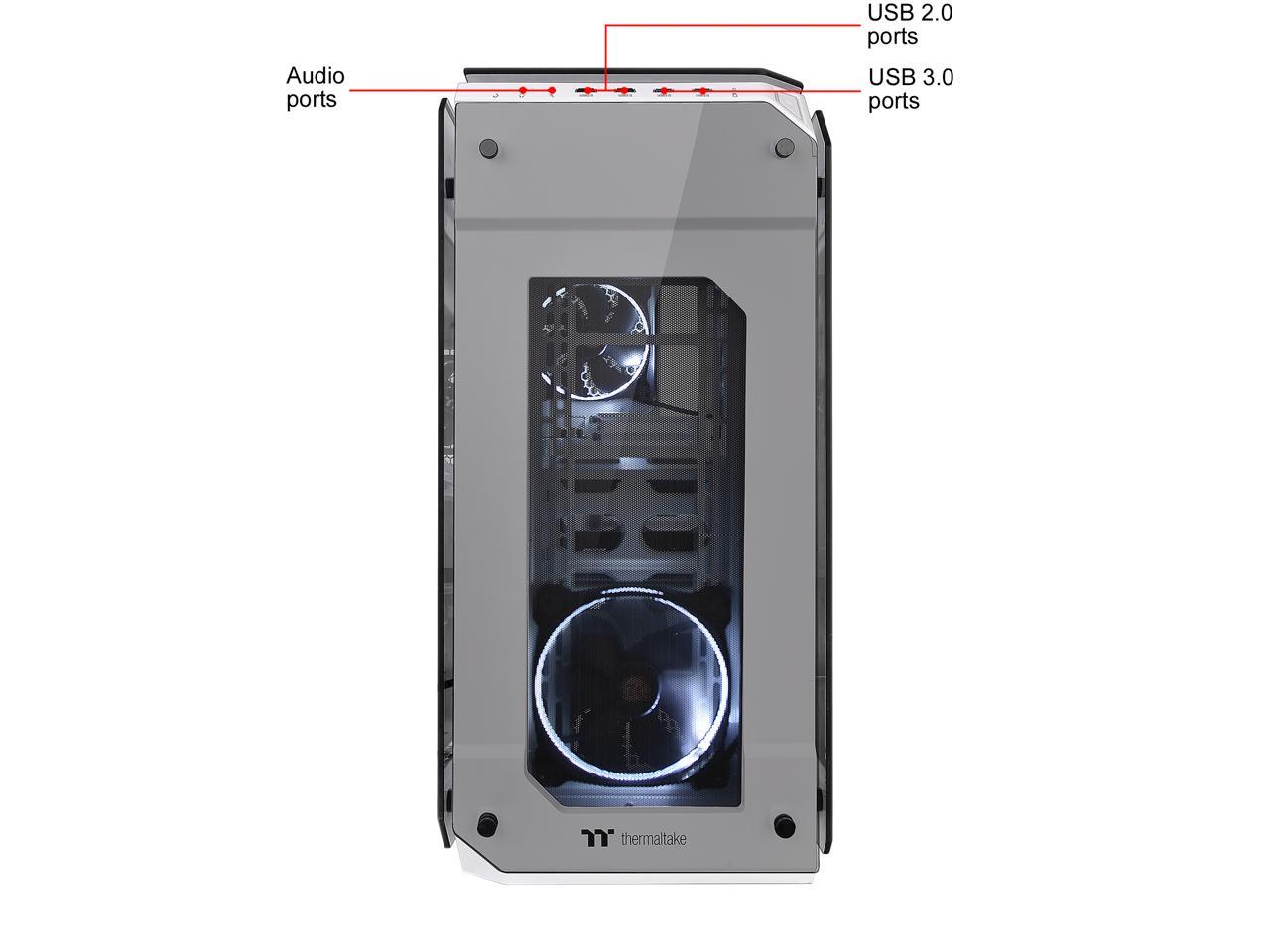 Thermaltake View 71 Tempered Glass Snow Edition 4-Sided Tempered Glass E-ATX Vertical GPU Modular Gaming Full Tower Computer Case CA-1I7-00F6WN-00