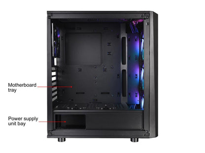 Thermaltake Versa J24 Tempered Glass ARGB Edition 5V MB Sync Capable Mid-Tower Chassis CA-1L7-00M1WN-03