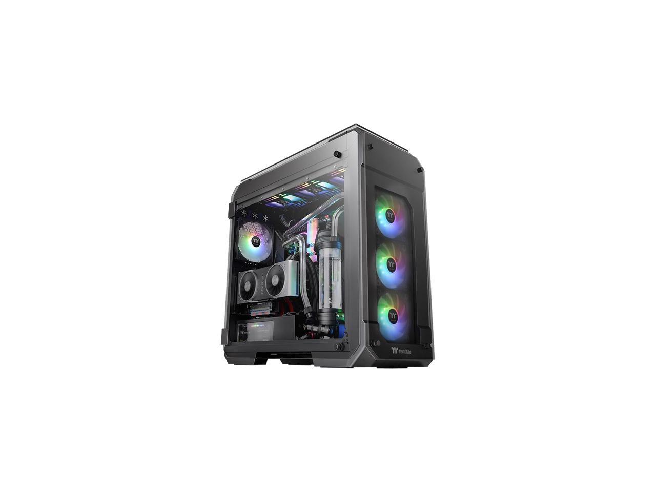 Thermaltake View 71 Motherboard Sync ARGB 4-Sided Tempered Glass Vertical GPU Modular E-ATX Gaming Full Tower Computer Case with 3 140mm 5V Motherboard Sync ARGB Fans Pre-installed CA-1I7-00F1WN-03