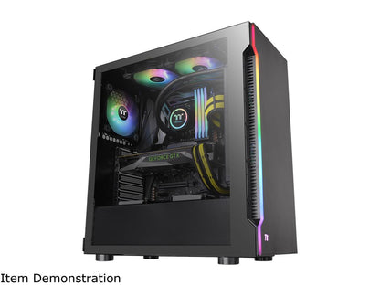 Thermaltake H200 Tempered Glass RGB Light Strip ATX Mid Tower Case with One 120mm Rear Fan Pre-installed CA-1M3-00M1WN-03