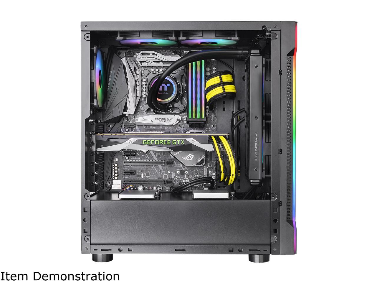 Thermaltake H200 Tempered Glass RGB Light Strip ATX Mid Tower Case with One 120mm Rear Fan Pre-installed CA-1M3-00M1WN-03