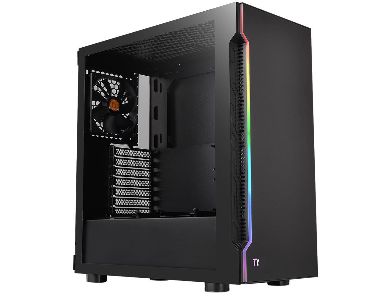 Thermaltake H200 Tempered Glass RGB Light Strip ATX Mid Tower Case with One 120mm Rear Fan Pre-installed CA-1M3-00M1WN-03