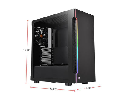 Thermaltake H200 Tempered Glass RGB Light Strip ATX Mid Tower Case with One 120mm Rear Fan Pre-installed CA-1M3-00M1WN-03
