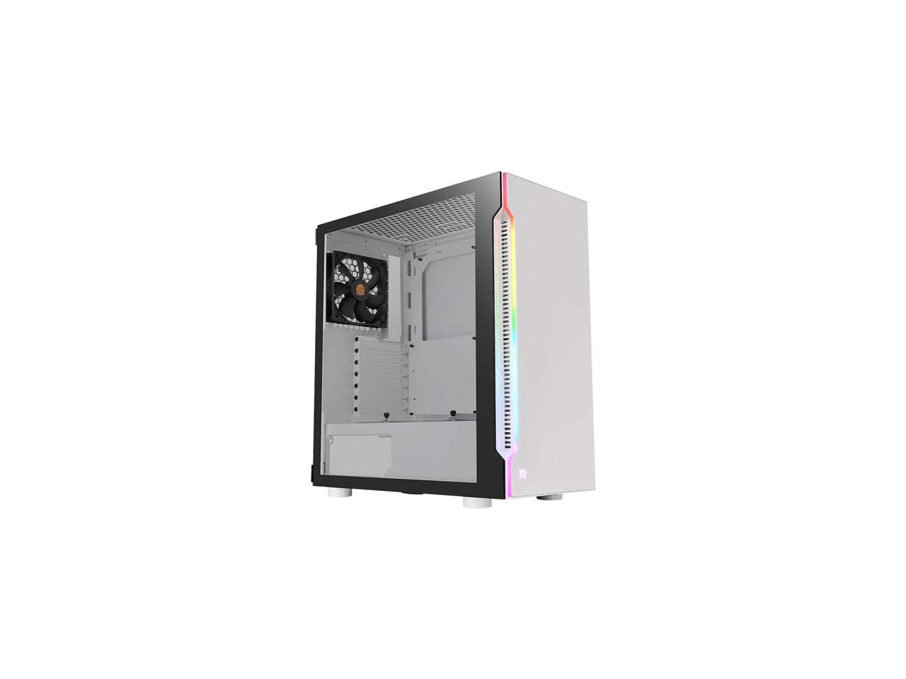 Thermaltake H200 Tempered Glass Snow Edition RGB Light Strip ATX Mid Tower Case with One 120mm Rear Fan Pre-installed CA-1M3-00M6WN-03
