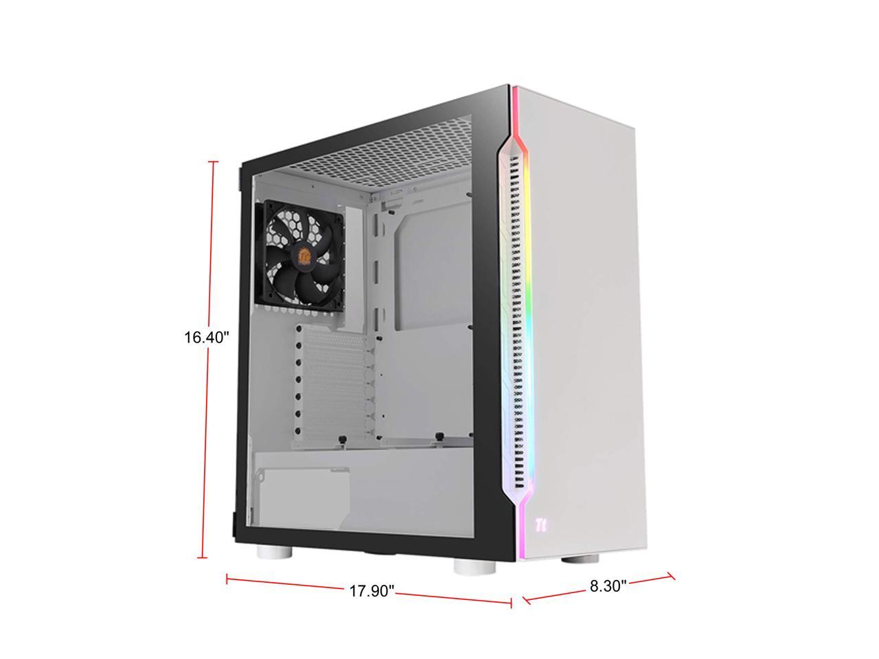 Thermaltake H200 Tempered Glass Snow Edition RGB Light Strip ATX Mid Tower Case with One 120mm Rear Fan Pre-installed CA-1M3-00M6WN-03
