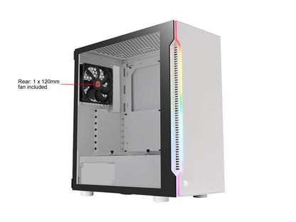Thermaltake H200 Tempered Glass Snow Edition RGB Light Strip ATX Mid Tower Case with One 120mm Rear Fan Pre-installed CA-1M3-00M6WN-03