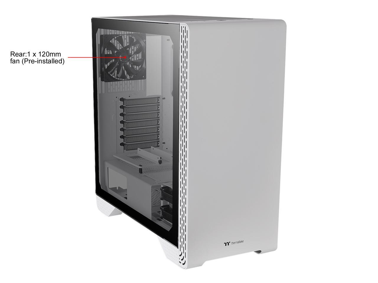 Thermaltake S300 Tempered Glass Snow Edition ATX Mid-Tower Computer Case with 120mm Rear Fan Pre-Installed CA-1P5-00M6WN-00
