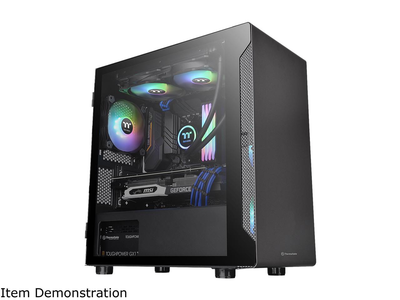 Thermaltake S100 Tempered Glass Black Edition Micro-ATX Mini-Tower Computer Case with 120mm Rear Fan Pre-Installed CA-1Q9-00S1WN-00