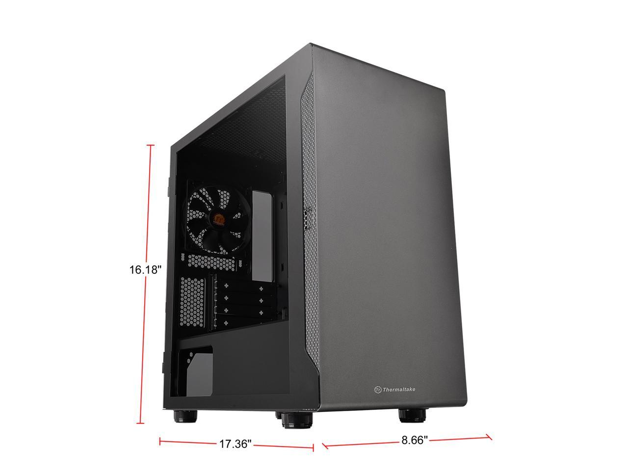 Thermaltake S100 Tempered Glass Black Edition Micro-ATX Mini-Tower Computer Case with 120mm Rear Fan Pre-Installed CA-1Q9-00S1WN-00