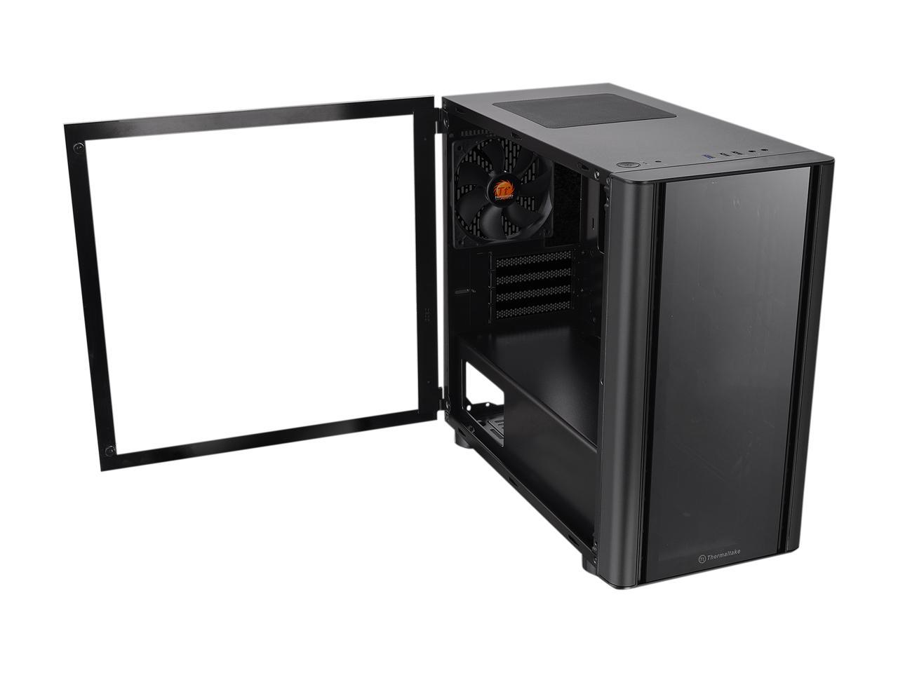 Thermaltake V150 Tempered Glass Micro-ATX Mini Tower Gaming Computer Case with One 120mm Rear Fan Pre-Installed, CA-1R1-00S1WN-00