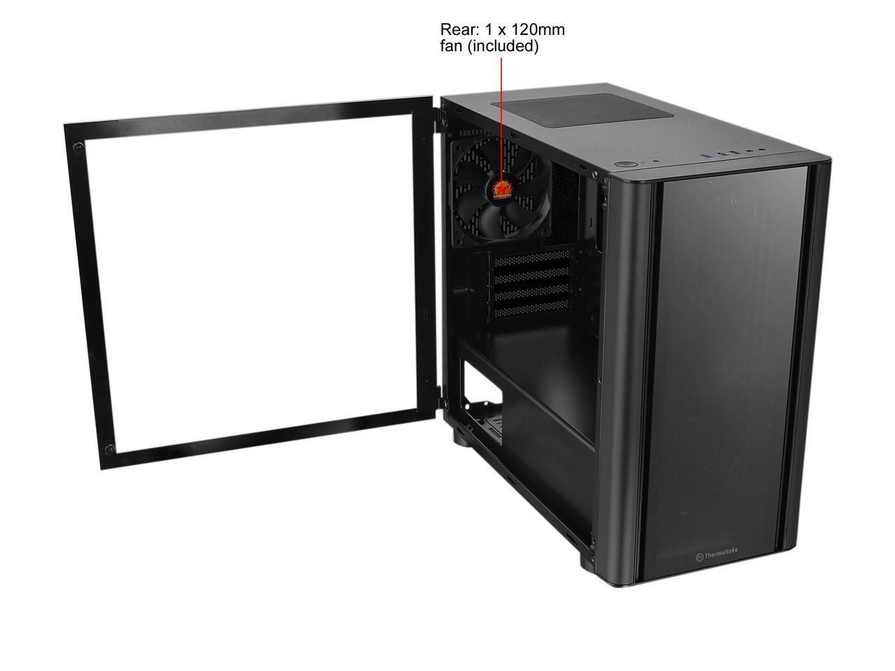 Thermaltake V150 Tempered Glass Micro-ATX Mini Tower Gaming Computer Case with One 120mm Rear Fan Pre-Installed, CA-1R1-00S1WN-00