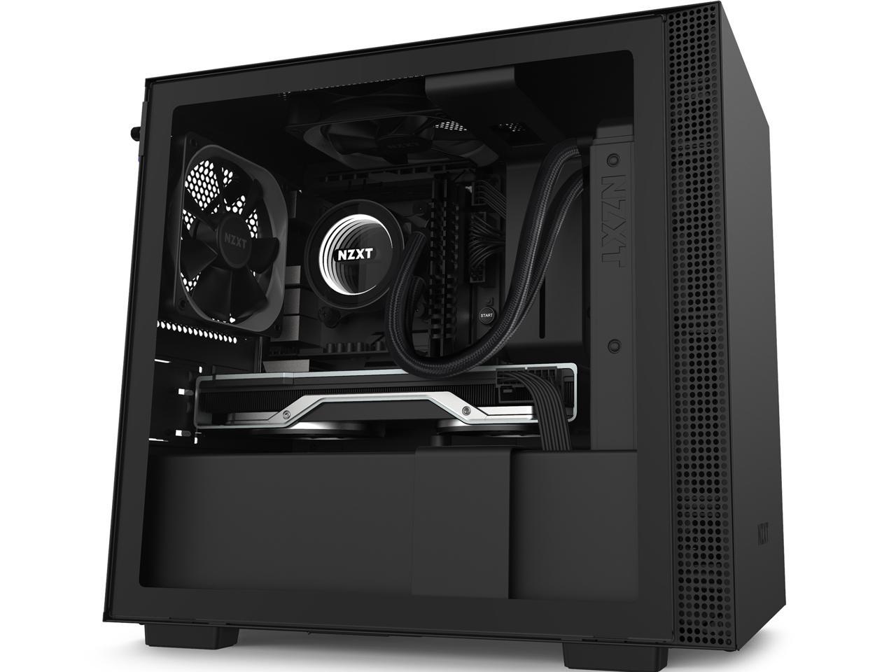 NZXT H210 - Mini-ITX PC Gaming Case - Front I/O USB Type-C Port - Tempered Glass Side Panel - Cable Management System - Water-Cooling Ready - Radiator Bracket - Steel Construction - Black