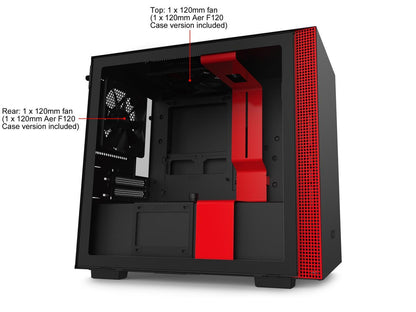 NZXT H210 - Mini-ITX PC Gaming Case - Front I/O USB Type-C Port - Tempered Glass Side Panel - Cable Management System - Water-Cooling Ready - Radiator Bracket - Steel Construction - Black/Red