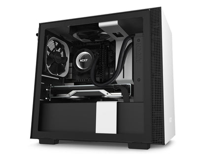 NZXT H210 - Mini-ITX PC Gaming Case - Front I/O USB Type-C Port - Tempered Glass Side Panel - Cable Management System - Water-Cooling Ready - Radiator Bracket - Steel Construction - White/Black