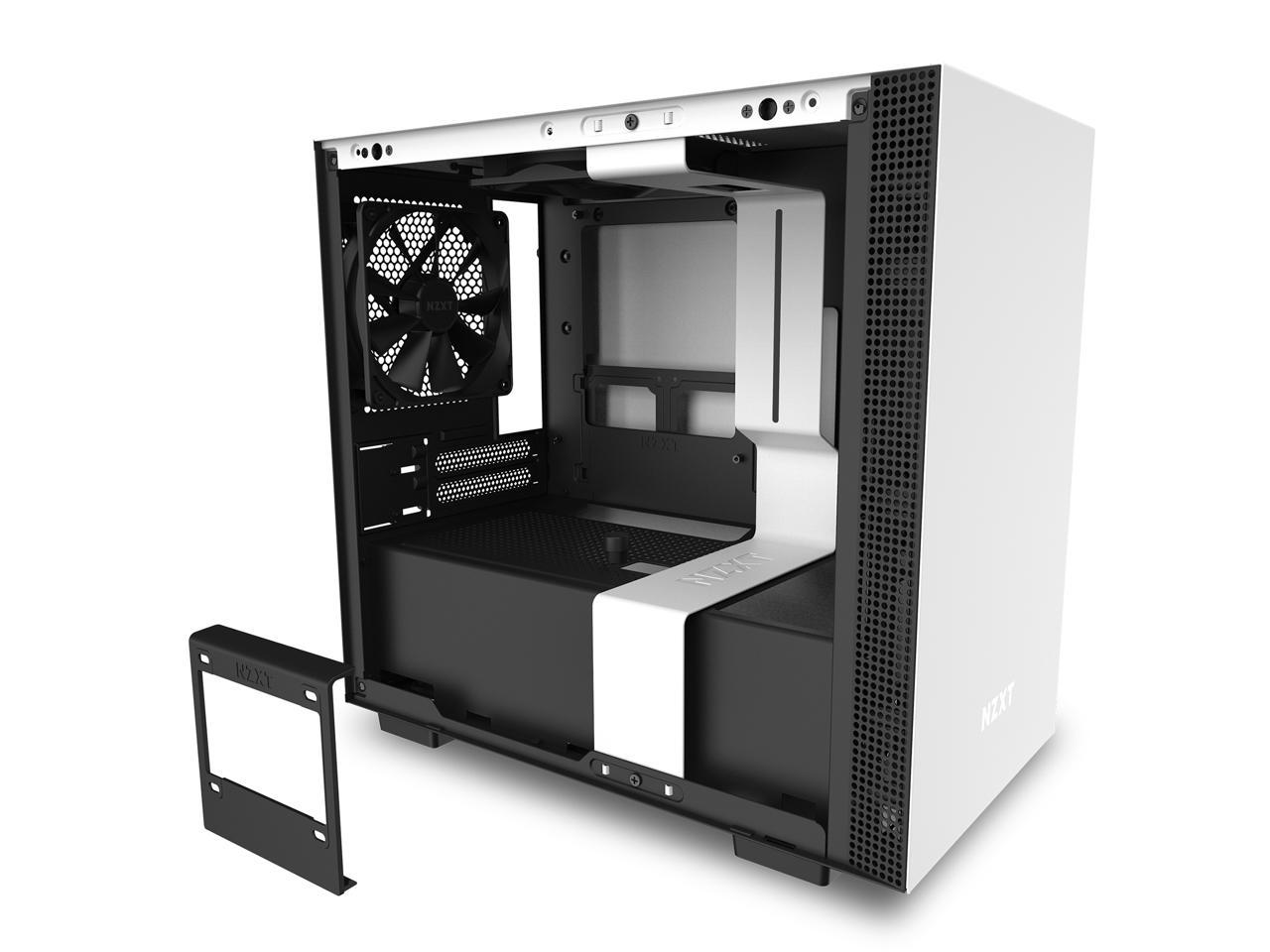 NZXT H210 - Mini-ITX PC Gaming Case - Front I/O USB Type-C Port - Tempered Glass Side Panel - Cable Management System - Water-Cooling Ready - Radiator Bracket - Steel Construction - White/Black