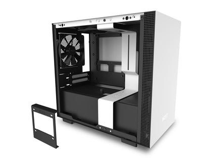 NZXT H210 - Mini-ITX PC Gaming Case - Front I/O USB Type-C Port - Tempered Glass Side Panel - Cable Management System - Water-Cooling Ready - Radiator Bracket - Steel Construction - White/Black