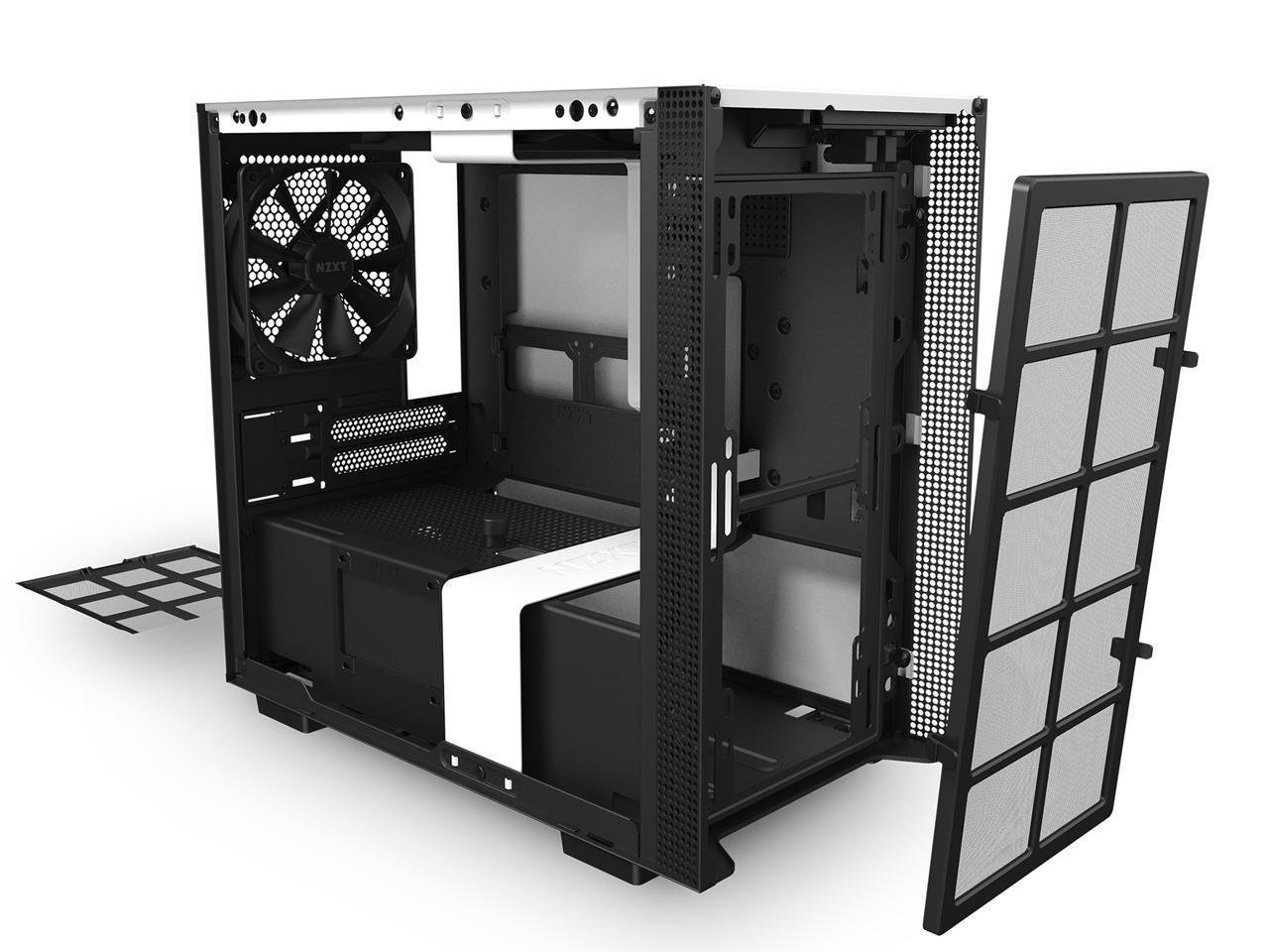 NZXT H210i - Mini-ITX PC Gaming Case - Front I/O USB Type-C Port - Tempered Glass Side Panel Cable Management - Water-Cooling Ready - Integrated RGB Lighting - Steel Construction - White/Black