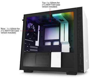 NZXT H210i - Mini-ITX PC Gaming Case - Front I/O USB Type-C Port - Tempered Glass Side Panel Cable Management - Water-Cooling Ready - Integrated RGB Lighting - Steel Construction - White/Black