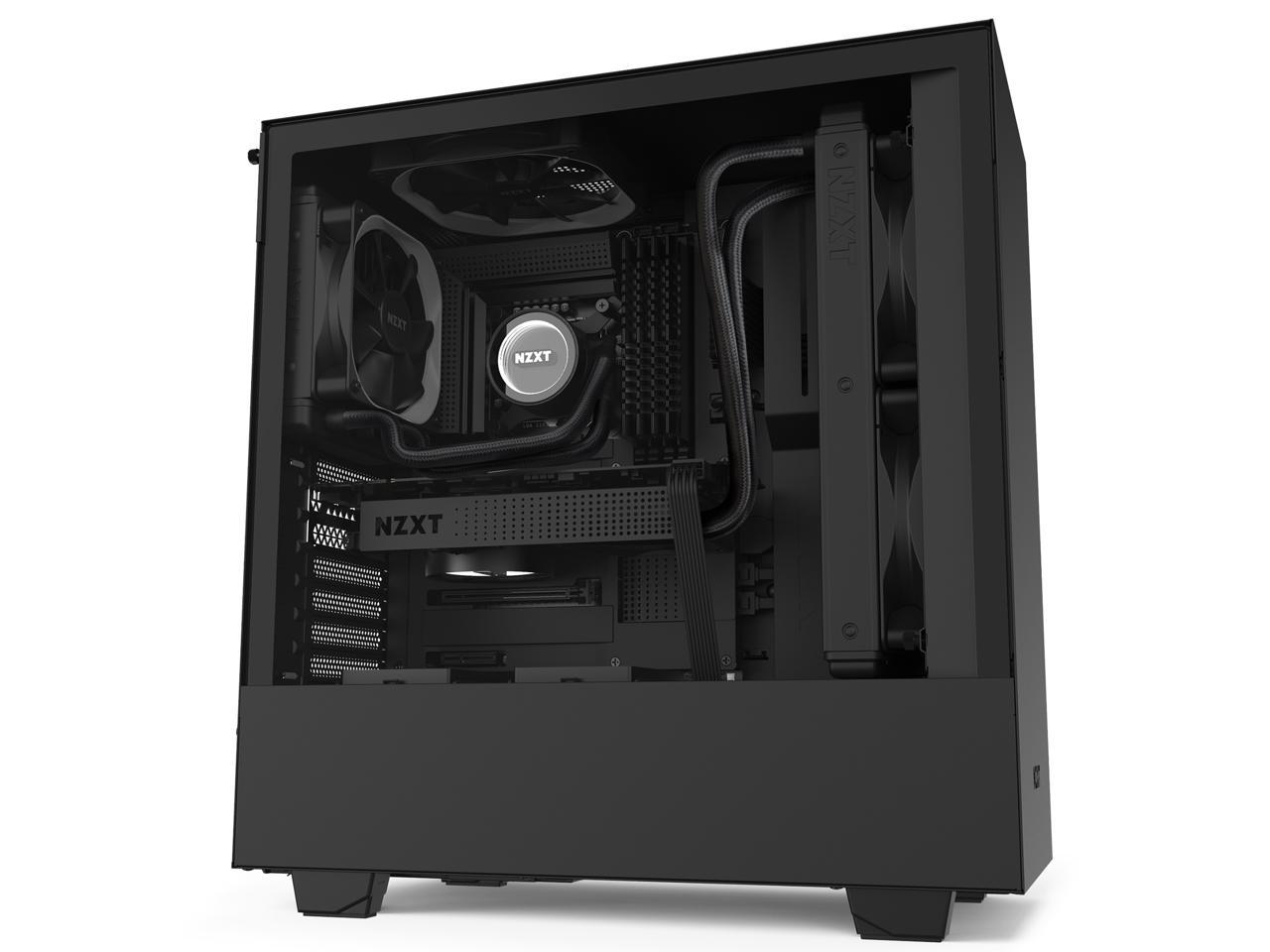 NZXT H510 - Compact ATX Mid-Tower PC Gaming Case - Front I/O USB Type-C Port - Tempered Glass Side Panel - Cable Management System - Water-Cooling Ready - Steel Construction - Black, CA-H510B-B1