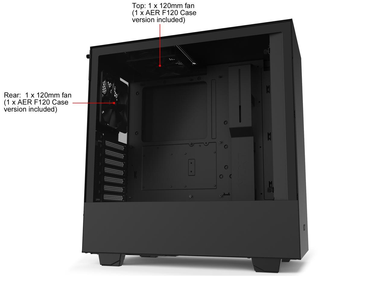 NZXT H510 - Compact ATX Mid-Tower PC Gaming Case - Front I/O USB Type-C Port - Tempered Glass Side Panel - Cable Management System - Water-Cooling Ready - Steel Construction - Black, CA-H510B-B1