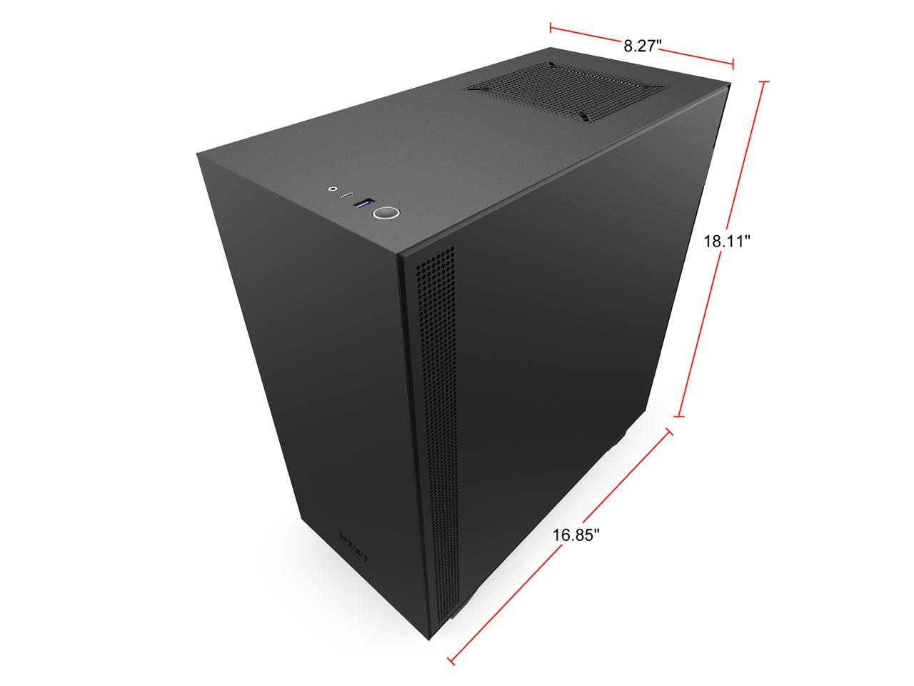 NZXT H510 - Compact ATX Mid-Tower PC Gaming Case - Front I/O USB Type-C Port - Tempered Glass Side Panel - Cable Management System - Water-Cooling Ready - Steel Construction - Black, CA-H510B-B1