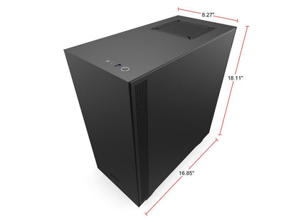 NZXT H510 - Compact ATX Mid-Tower PC Gaming Case - Front I/O USB Type-C Port - Tempered Glass Side Panel - Cable Management System - Water-Cooling Ready - Steel Construction - Black, CA-H510B-B1