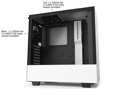 NZXT H510 - Compact ATX Mid-Tower PC Gaming Case - Front I/O USB Type-C Port - Tempered Glass Side Panel - Cable Management System - Water-Cooling Ready - Steel Construction - White/Black, CA-H510B-W1