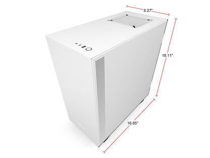 NZXT H510 - Compact ATX Mid-Tower PC Gaming Case - Front I/O USB Type-C Port - Tempered Glass Side Panel - Cable Management System - Water-Cooling Ready - Steel Construction - White/Black, CA-H510B-W1