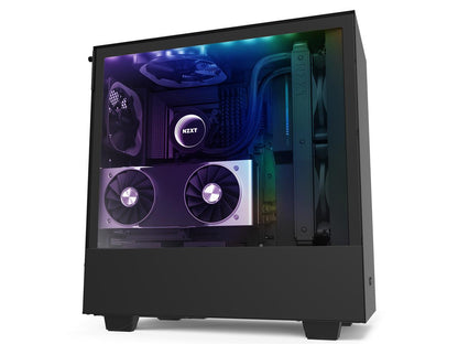 NZXT H510i - Compact ATX Mid-Tower PC Gaming Case - Front I/O USB Type-C Port - Vertical GPU Mount - Tempered Glass Side Panel - Integrated RGB Lighting - Water-Cooling Ready - Black