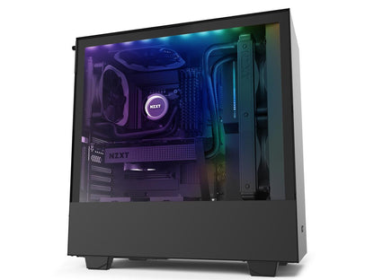 NZXT H510i - Compact ATX Mid-Tower PC Gaming Case - Front I/O USB Type-C Port - Vertical GPU Mount - Tempered Glass Side Panel - Integrated RGB Lighting - Water-Cooling Ready - Black