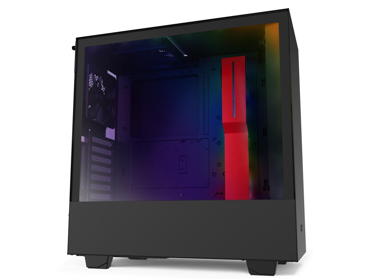 NZXT H510i - Compact ATX Mid-Tower PC Gaming Case - Front I/O USB Type-C Port - Vertical GPU Mount - Tempered Glass Side Panel - Integrated RGB Lighting- Water-Cooling Ready - Black/Red