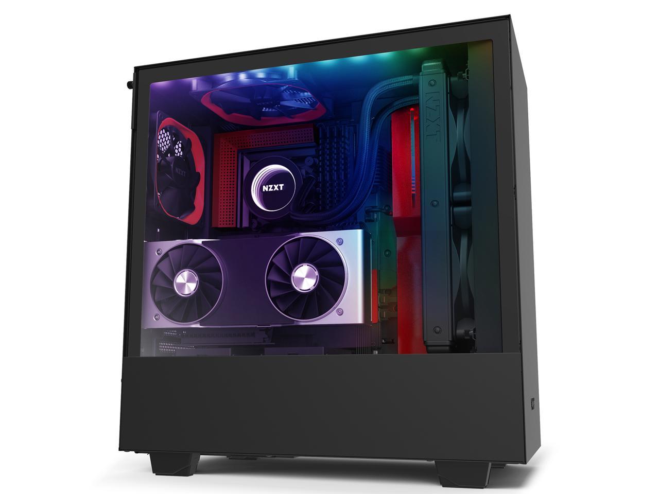 NZXT H510i - Compact ATX Mid-Tower PC Gaming Case - Front I/O USB Type-C Port - Vertical GPU Mount - Tempered Glass Side Panel - Integrated RGB Lighting- Water-Cooling Ready - Black/Red