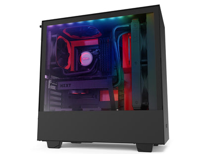 NZXT H510i - Compact ATX Mid-Tower PC Gaming Case - Front I/O USB Type-C Port - Vertical GPU Mount - Tempered Glass Side Panel - Integrated RGB Lighting- Water-Cooling Ready - Black/Red