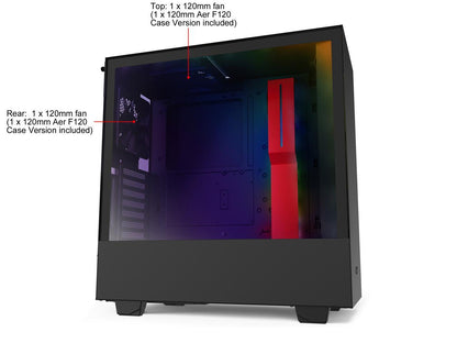 NZXT H510i - Compact ATX Mid-Tower PC Gaming Case - Front I/O USB Type-C Port - Vertical GPU Mount - Tempered Glass Side Panel - Integrated RGB Lighting- Water-Cooling Ready - Black/Red
