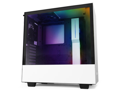 NZXT H510i - Compact ATX Mid -Tower PC Gaming Case - Front I/O USB Type-C Port - Vertical GPU Mount - Tempered Glass Side Panel - Integrated RGB Lighting - Water-Cooling Ready - White/Black