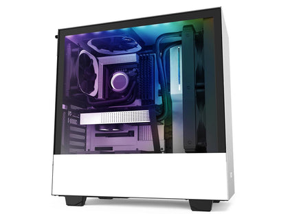 NZXT H510i - Compact ATX Mid -Tower PC Gaming Case - Front I/O USB Type-C Port - Vertical GPU Mount - Tempered Glass Side Panel - Integrated RGB Lighting - Water-Cooling Ready - White/Black