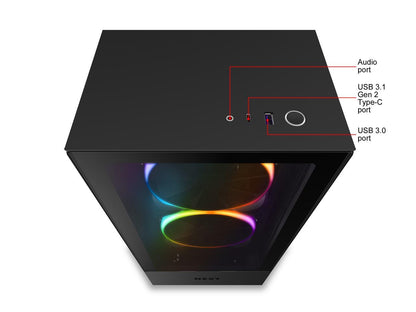 NZXT H510 Elite - Premium Mid-Tower ATX Case PC Gaming Case - Dual-Tempered Glass Panel - Front I/O USB Type-C Port - Vertical GPU Mount - Integrated RGB Lighting - Water-Cooling Ready - Black, CA-H510E-B1